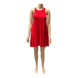 Lulus - EC - Red Sleeveless Slip Dress With Pockets